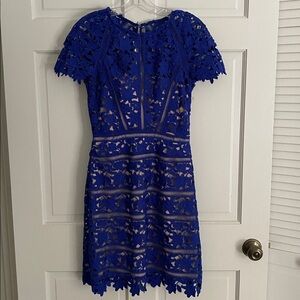 Reiss Royal Blue Lace Overlay Dress with Nude Lining Size 6
